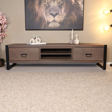 Lizzely Garden & Living TV meubel industrieel Avelyn walnoot mangohout 180cm Lizzely Garden & Living TV meubel industrieel Avelyn walnoot mangohout 180cm