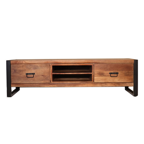 Lizzely Garden & Living TV meubel industrieel Avelyn bruin mangohout 160cm lengte Lizzely Garden & Living TV meubel industrieel Avelyn bruin mangohout 160cm lengte