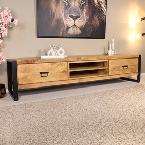 Lizzely Garden & Living Tv meubel lichtbruin mangohout 200cm Avelyn Lizzely Garden & Living Tv meubel lichtbruin mangohout 200cm Avelyn