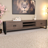 Lizzely Garden & Living Tv meubel walnoot mangohout 200cm Avelyn