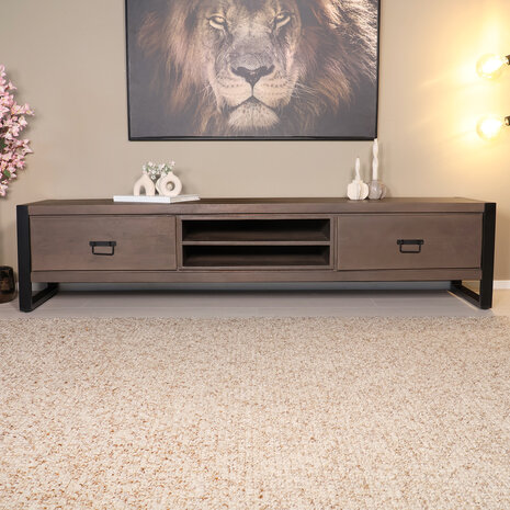 Lizzely Garden & Living TV meubel industrieel Avelyn walnoot mangohout 200cm Lizzely Garden & Living TV meubel industrieel Avelyn walnoot mangohout 200cm