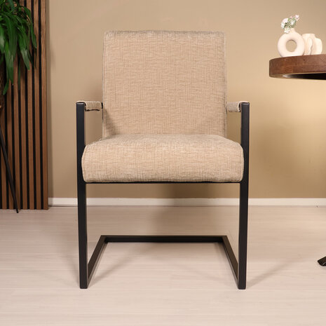 Lizzely Garden & Living Eetkamerstoel met armleuning Milan beige chenille Lizzely Garden & Living Eetkamerstoel met armleuning Milan beige chenille