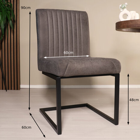 Lizzely Garden & Living Eetkamerstoel Chester antraciet microvezel