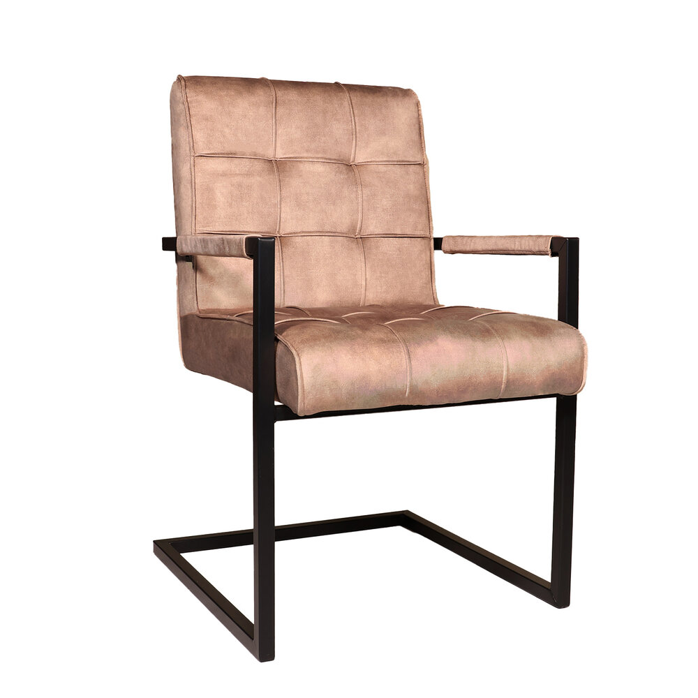 Eetkamerstoel met armleuning Milan beige velvet Eetkamerstoel met armleuning Milan beige velvet