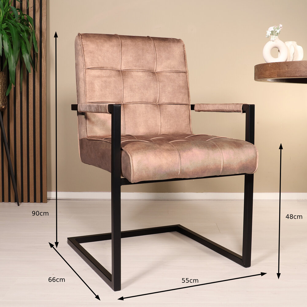 Eetkamerstoel met armleuning Milan beige velvet Eetkamerstoel met armleuning Milan beige velvet