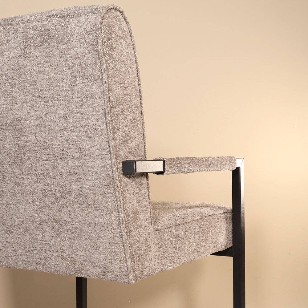 Eetkamerstoel met armleuning Milan grijs chenille