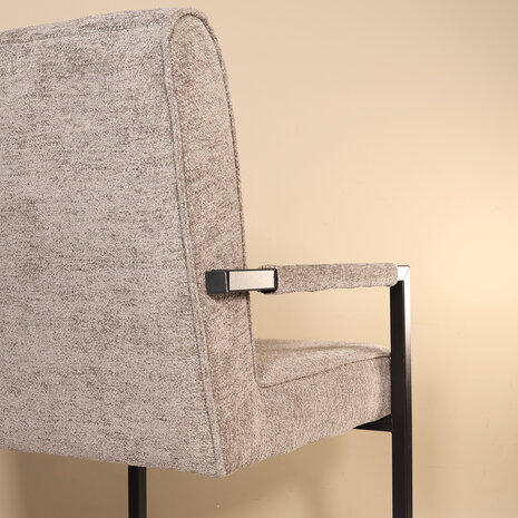 Lizzely Garden & Living Eetkamerstoel met armleuning Milan grijs chenille