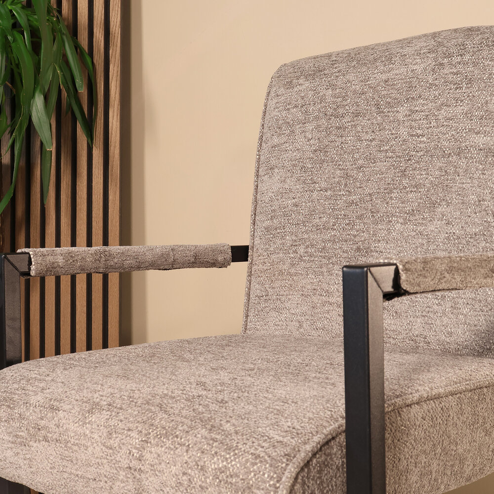 Eetkamerstoel met armleuning Milan grijs chenille