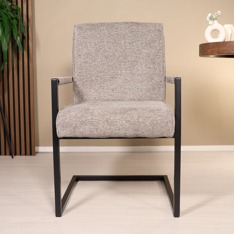 Lizzely Garden & Living Eetkamerstoel met armleuning Milan grijs chenille