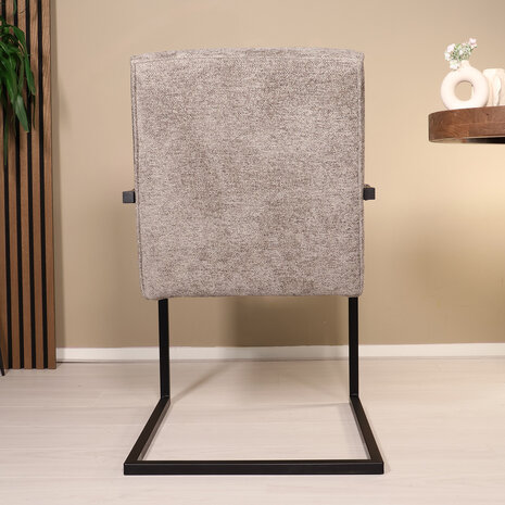 Lizzely Garden & Living Eetkamerstoel met armleuning Milan grijs chenille