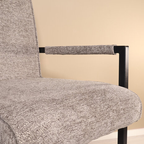 Lizzely Garden & Living Eetkamerstoel met armleuning Milan grijs chenille