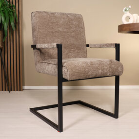 Lizzely Garden & Living Eetkamerstoel taupe chenille Milan Lizzely Garden & Living Eetkamerstoel taupe chenille Milan