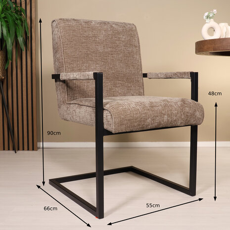 Lizzely Garden & Living Eetkamerstoel met armleuning Milan taupe chenille Lizzely Garden & Living Eetkamerstoel met armleuning Milan taupe chenille