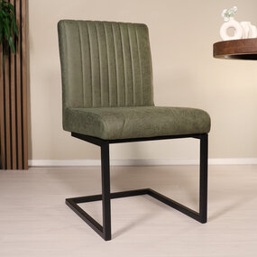 Lizzely Garden & Living Eetkamerstoel donkergroen microvezel Chester