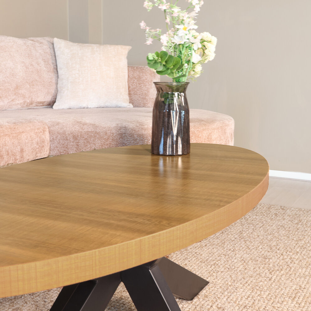 Salontafel ovaal melamine lichtbruin Denzel 120cm