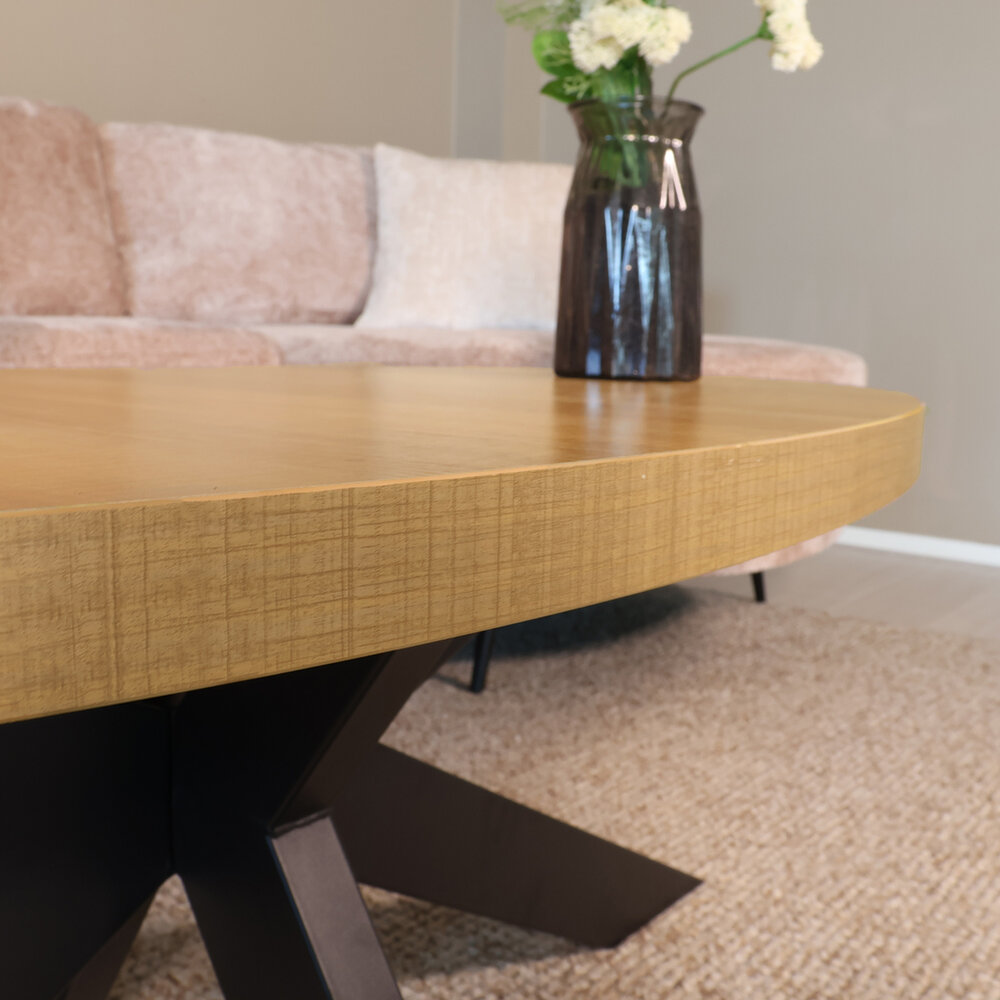 Salontafel ovaal melamine lichtbruin Denzel 120cm