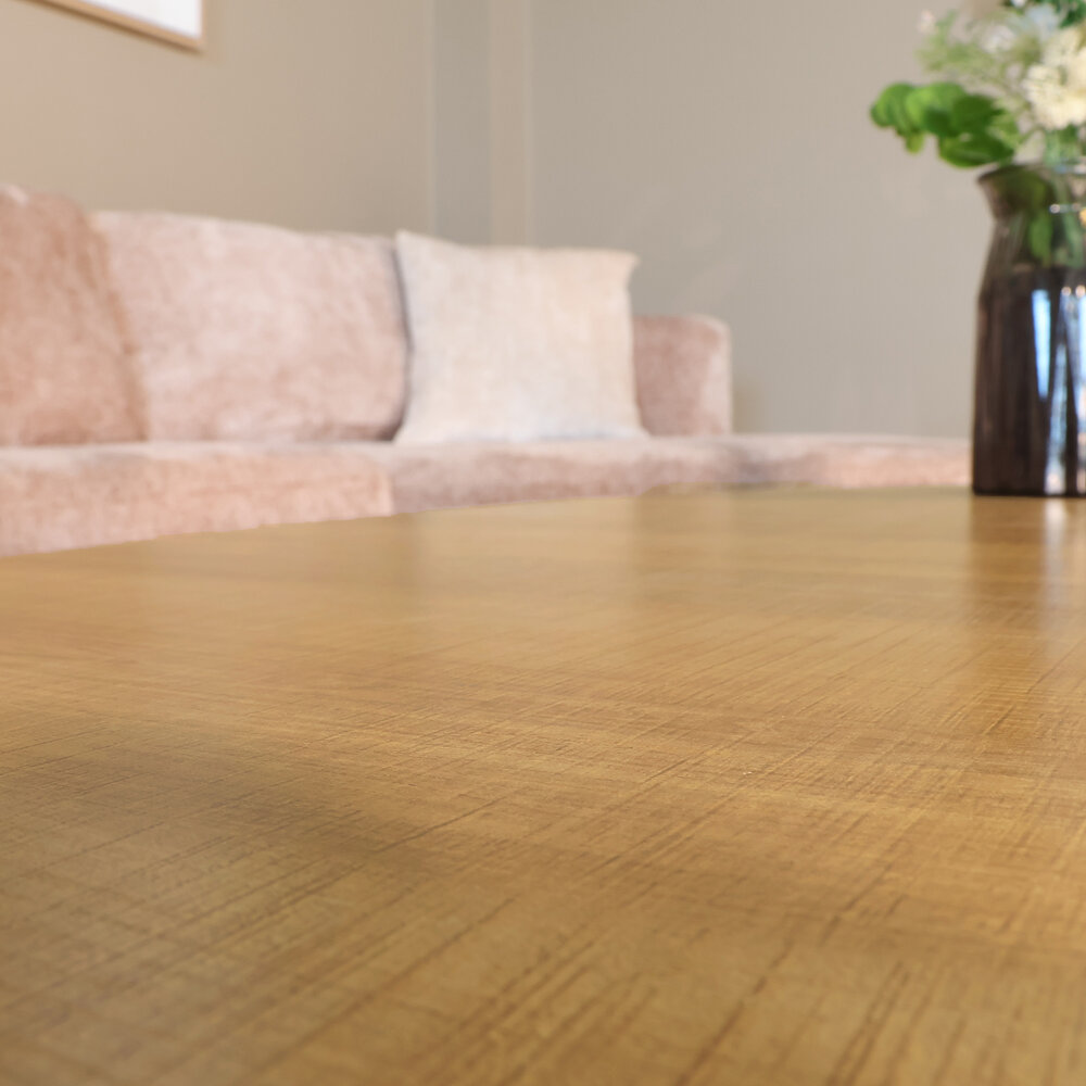 Salontafel ovaal melamine lichtbruin Denzel 120cm