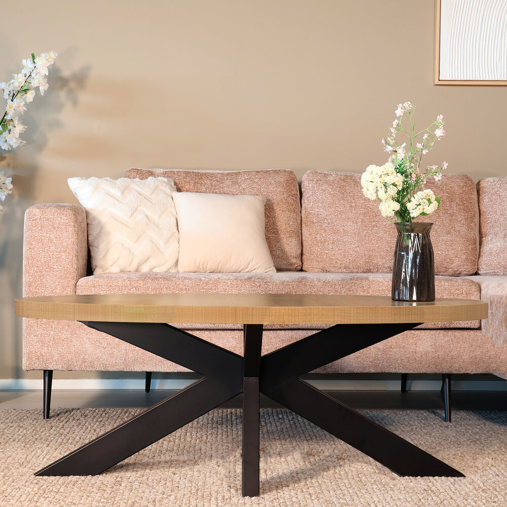 Salontafel ovaal melamine lichtbruin Denzel 120cm