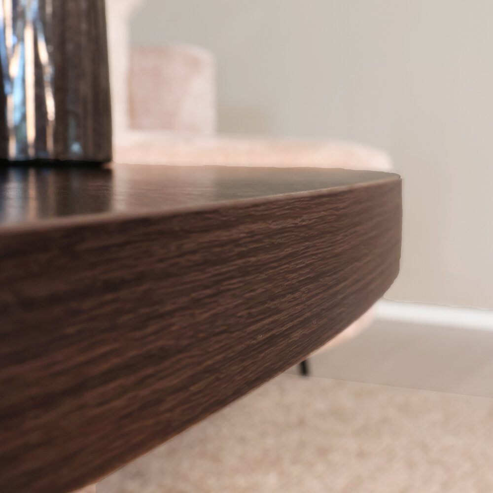 Salontafel ovaal melamine donker walnoot Denzel 120cm