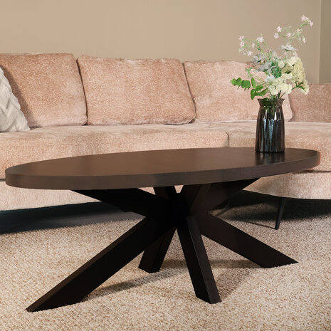 Lizzely Garden & Living Salontafel ovaal melamine donker walnoot Denzel 120cm