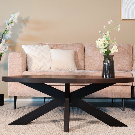 Lizzely Garden & Living Salontafel ovaal melamine donker walnoot Denzel 120cm