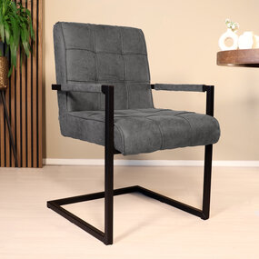 Lizzely Garden & Living Eetkamerstoel met armleuning Milan antraciet microvezel industrieel Lizzely Garden & Living Eetkamerstoel met armleuning Milan antraciet microvezel industrieel