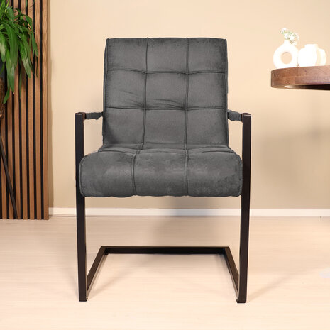 Lizzely Garden & Living Eetkamerstoel met armleuning Milan antraciet microvezel industrieel Lizzely Garden & Living Eetkamerstoel met armleuning Milan antraciet microvezel industrieel