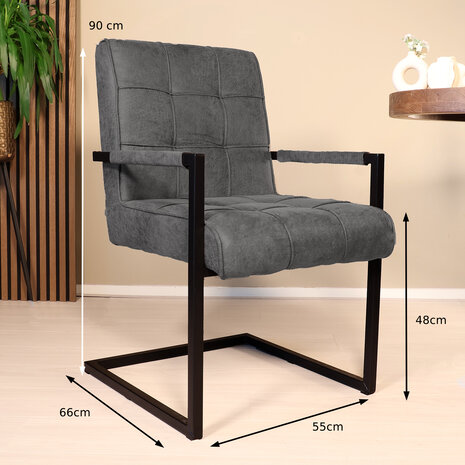 Lizzely Garden & Living Eetkamerstoel met armleuning Milan antraciet microvezel industrieel Lizzely Garden & Living Eetkamerstoel met armleuning Milan antraciet microvezel industrieel