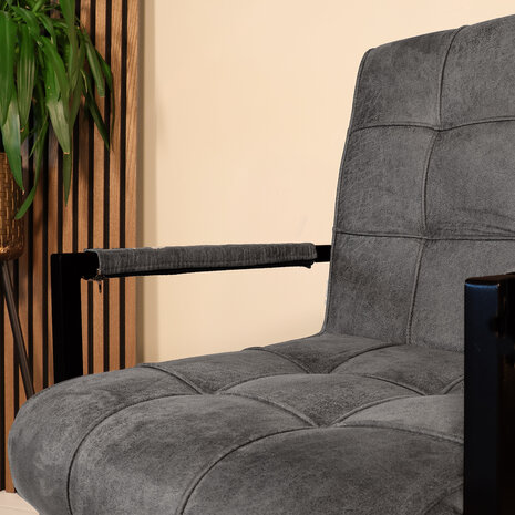 Lizzely Garden & Living Eetkamerstoel met armleuning Milan antraciet microvezel industrieel Lizzely Garden & Living Eetkamerstoel met armleuning Milan antraciet microvezel industrieel