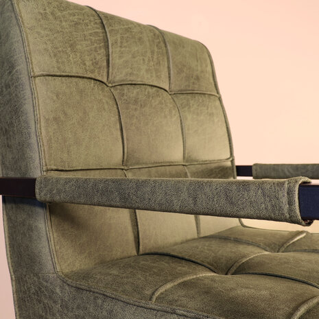 Lizzely Garden & Living Eetkamerstoel met armleuning Milan donkergroen microvezel industrieel