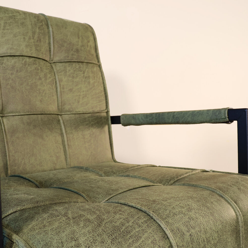 Eetkamerstoel met armleuning Milan donkergroen microvezel industrieel