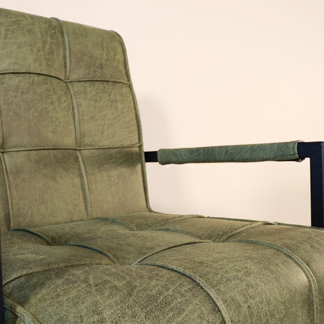 Lizzely Garden & Living Eetkamerstoel met armleuning Milan donkergroen microvezel industrieel