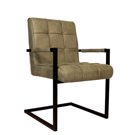 Lizzely Garden & Living Eetkamerstoel met armleuning Milan donkergroen microvezel industrieel