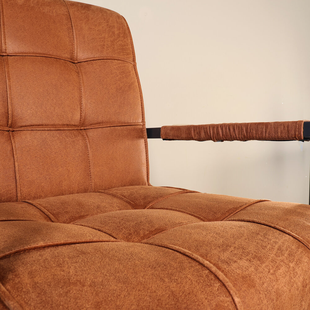 Eetkamerstoel met armleuning Milan cognac microvezel industrieel Eetkamerstoel met armleuning Milan cognac microvezel industrieel