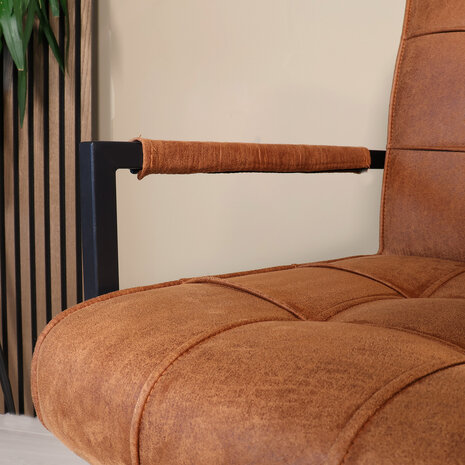 Lizzely Garden & Living Eetkamerstoel met armleuning Milan cognac microvezel industrieel Lizzely Garden & Living Eetkamerstoel met armleuning Milan cognac microvezel industrieel
