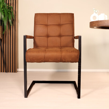 Lizzely Garden & Living Eetkamerstoel met armleuning Milan cognac microvezel industrieel Lizzely Garden & Living Eetkamerstoel met armleuning Milan cognac microvezel industrieel