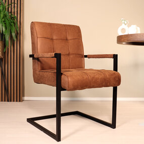 Lizzely Garden & Living Eetkamerstoel met armleuning Milan cognac microvezel industrieel Lizzely Garden & Living Eetkamerstoel met armleuning Milan cognac microvezel industrieel