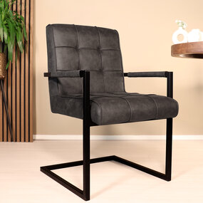 Lizzely Garden & Living Eetkamerstoel met armleuning Milan zwart industrieel Lizzely Garden & Living Eetkamerstoel met armleuning Milan zwart industrieel