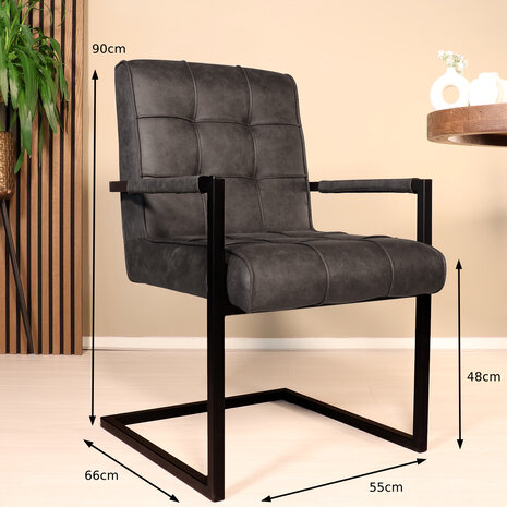 Lizzely Garden & Living Eetkamerstoel met armleuning Milan zwart industrieel Lizzely Garden & Living Eetkamerstoel met armleuning Milan zwart industrieel