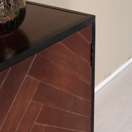 Lizzely Garden & Living Dressoir mangohout visgraat Cody walnoot industrieel 160x85cm Lizzely Garden & Living Dressoir mangohout visgraat Cody walnoot industrieel 160x85cm