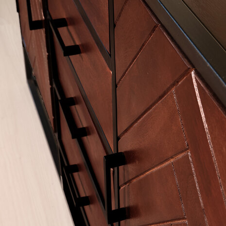 Lizzely Garden & Living Dressoir mangohout visgraat Cody walnoot industrieel 160x85cm Lizzely Garden & Living Dressoir mangohout visgraat Cody walnoot industrieel 160x85cm