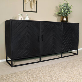 Lizzely Garden & Living Dressoir visgraat mangohout 180cm zwart Lita