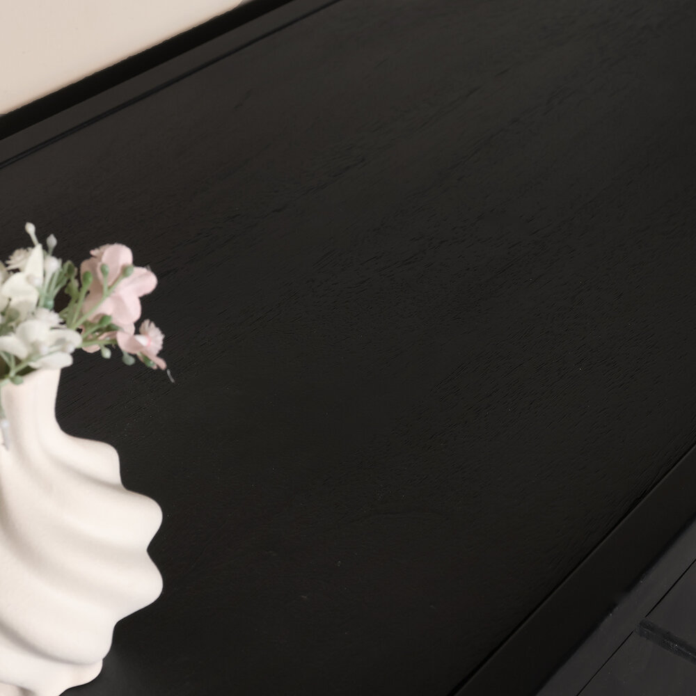 Dressoir mangohout visgraat Lita zwart industrieel 180x85cm Dressoir mangohout visgraat Lita zwart industrieel 180x85cm