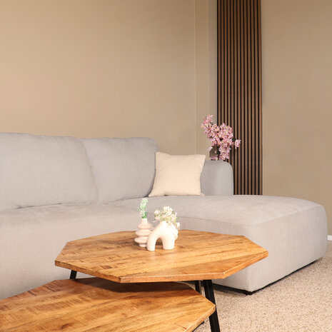 Lizzely Garden & Living Hoekbank Hudson 280cm chenille lichtgrijs rechts