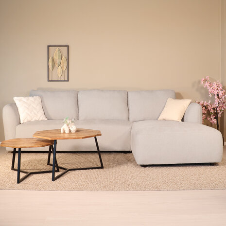Lizzely Garden & Living Hoekbank Hudson 280cm chenille lichtgrijs rechts