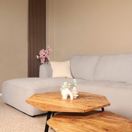 Lizzely Garden & Living Hoekbank Hudson 280cm chenille lichtgrijs links