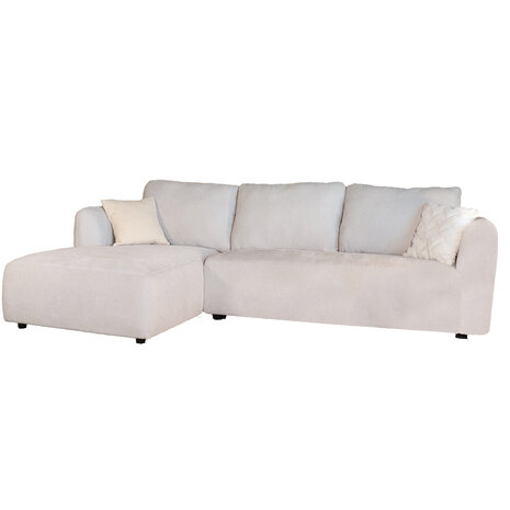 Lizzely Garden & Living Hoekbank Hudson 280cm chenille lichtgrijs links