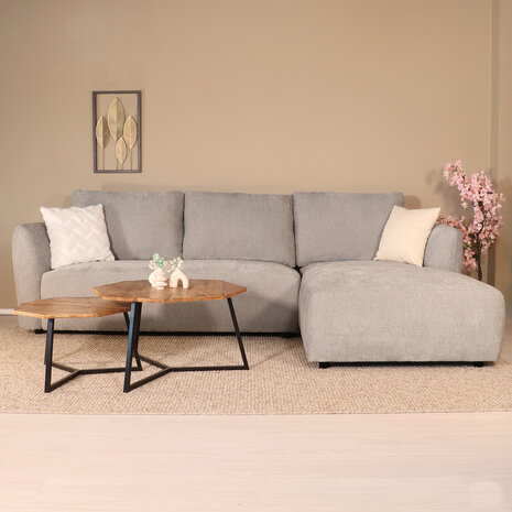 Lizzely Garden & Living Hoekbank Hudson 280cm chenille donkergrijs rechts