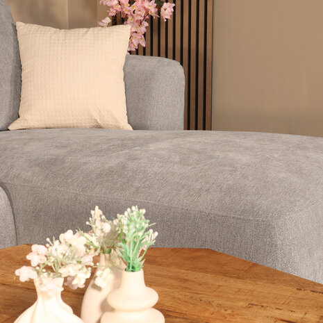 Lizzely Garden & Living Hoekbank Hudson 280cm chenille donkergrijs links