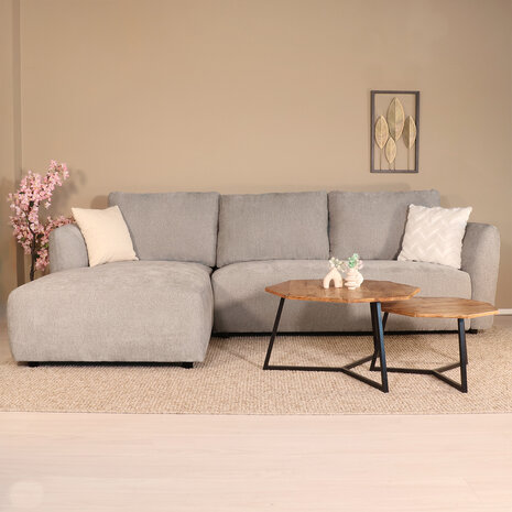 Lizzely Garden & Living Hoekbank Hudson 280cm chenille donkergrijs links